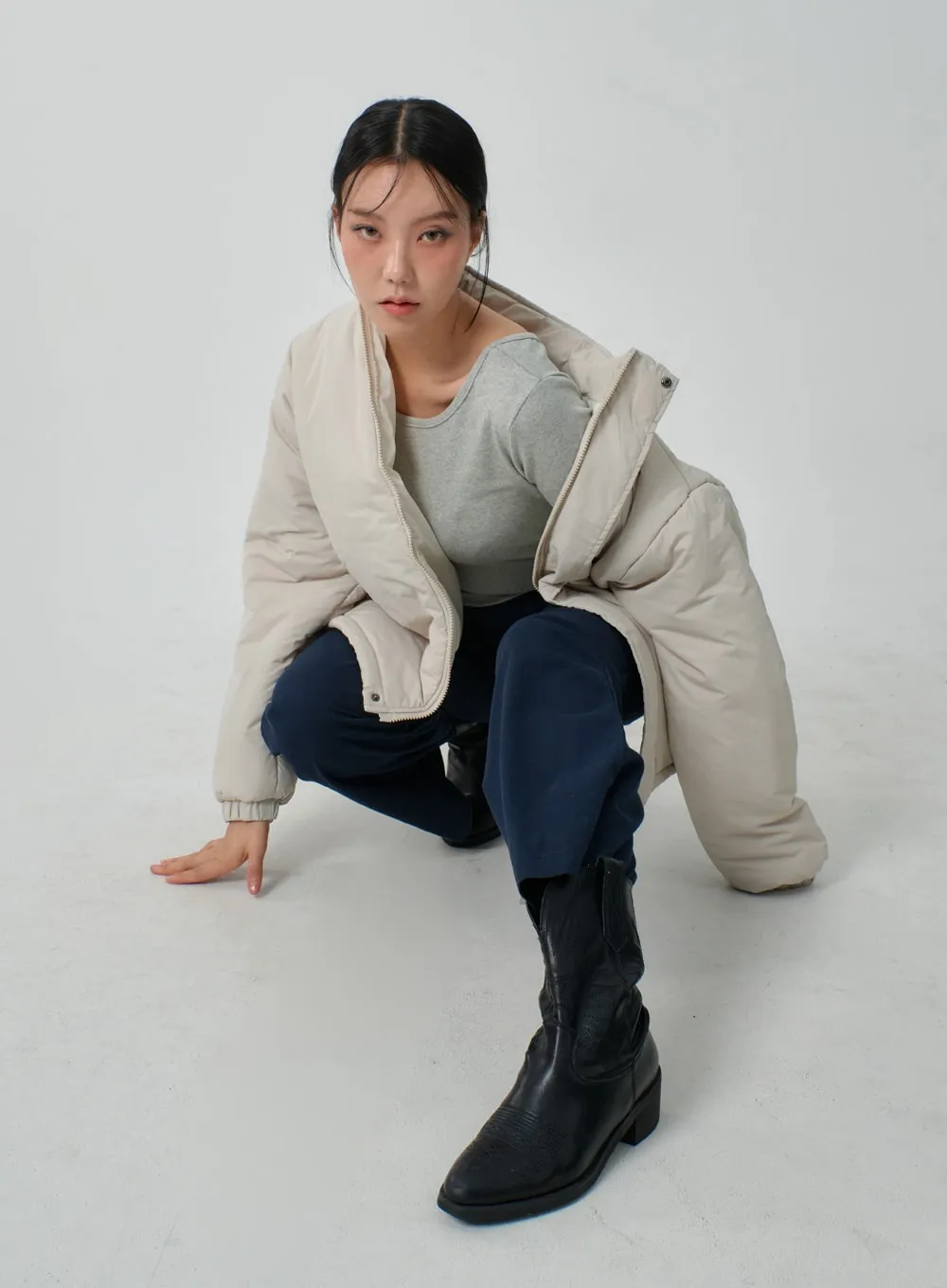 Oversized Zip-Up Puffer Jacket IJ320