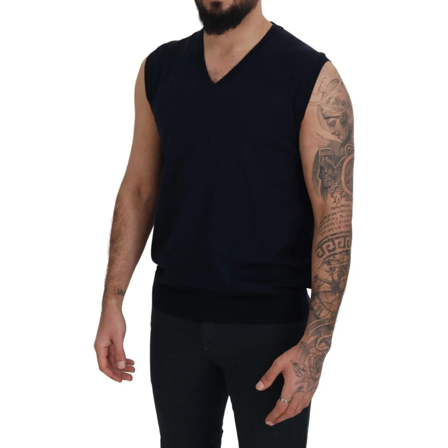 Paolo Pecora Milano Sleek Black V-Neck Sleeveless Tank