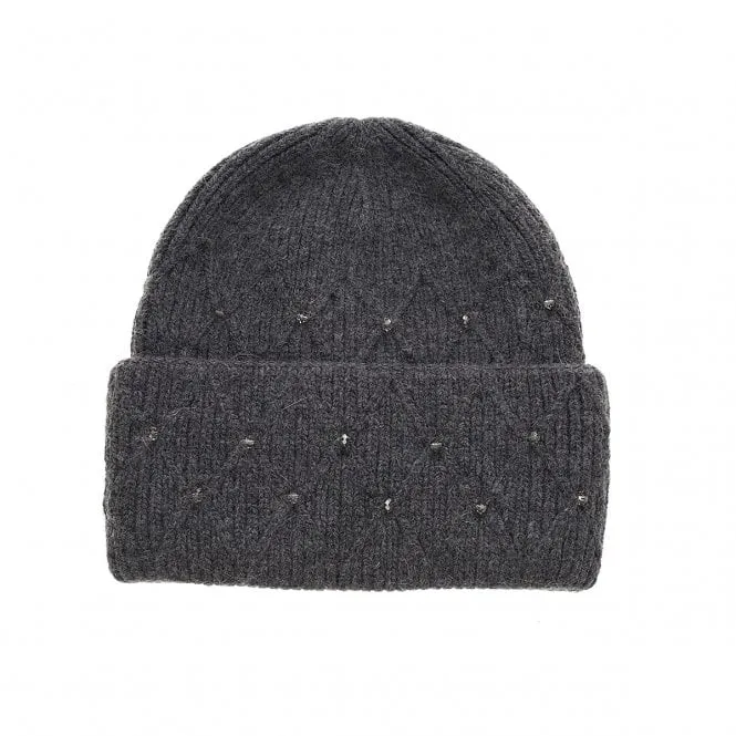 Park Lane Beanie Hat with Rhinestones Slate