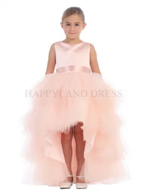 Peach Tulle High-low Dress D4547