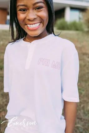 Phi Mu PR Simple Henley Tee