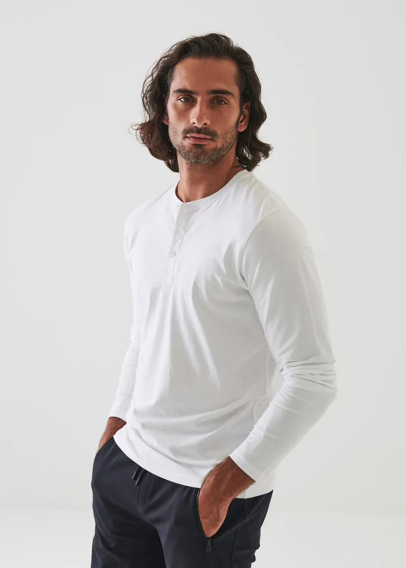 pima cotton stretch henley - WHITE