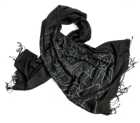 Race Track Maps Scarf, Racing enthusiast linen-weave pashmina