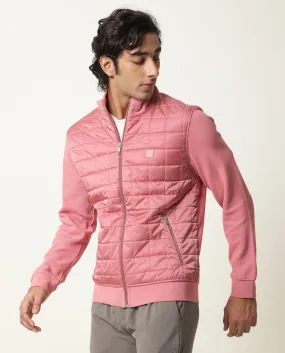 Rare Rabbit Men's Kneto Primary Pink Plain High Neck Puffer Jacket