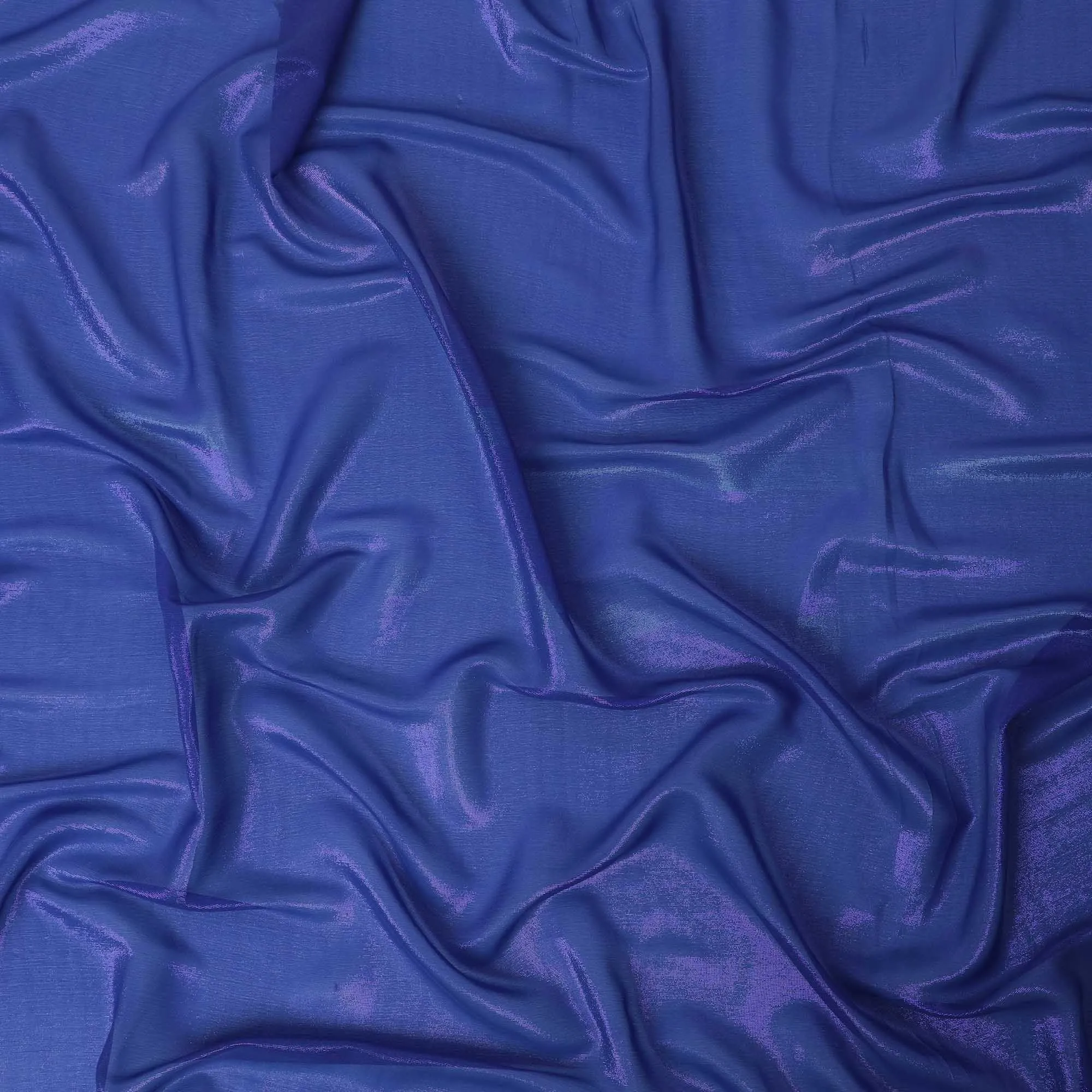 Royal blue synthetic chiffon fabric with same tone metallic lurex in plain design-D13299