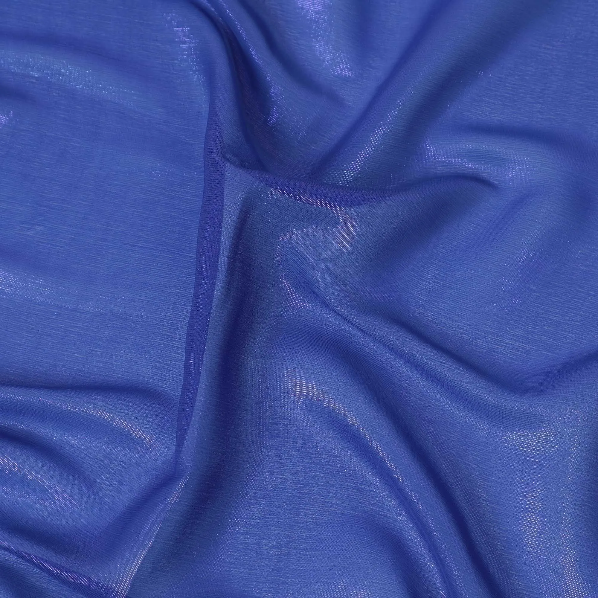 Royal blue synthetic chiffon fabric with same tone metallic lurex in plain design-D13299