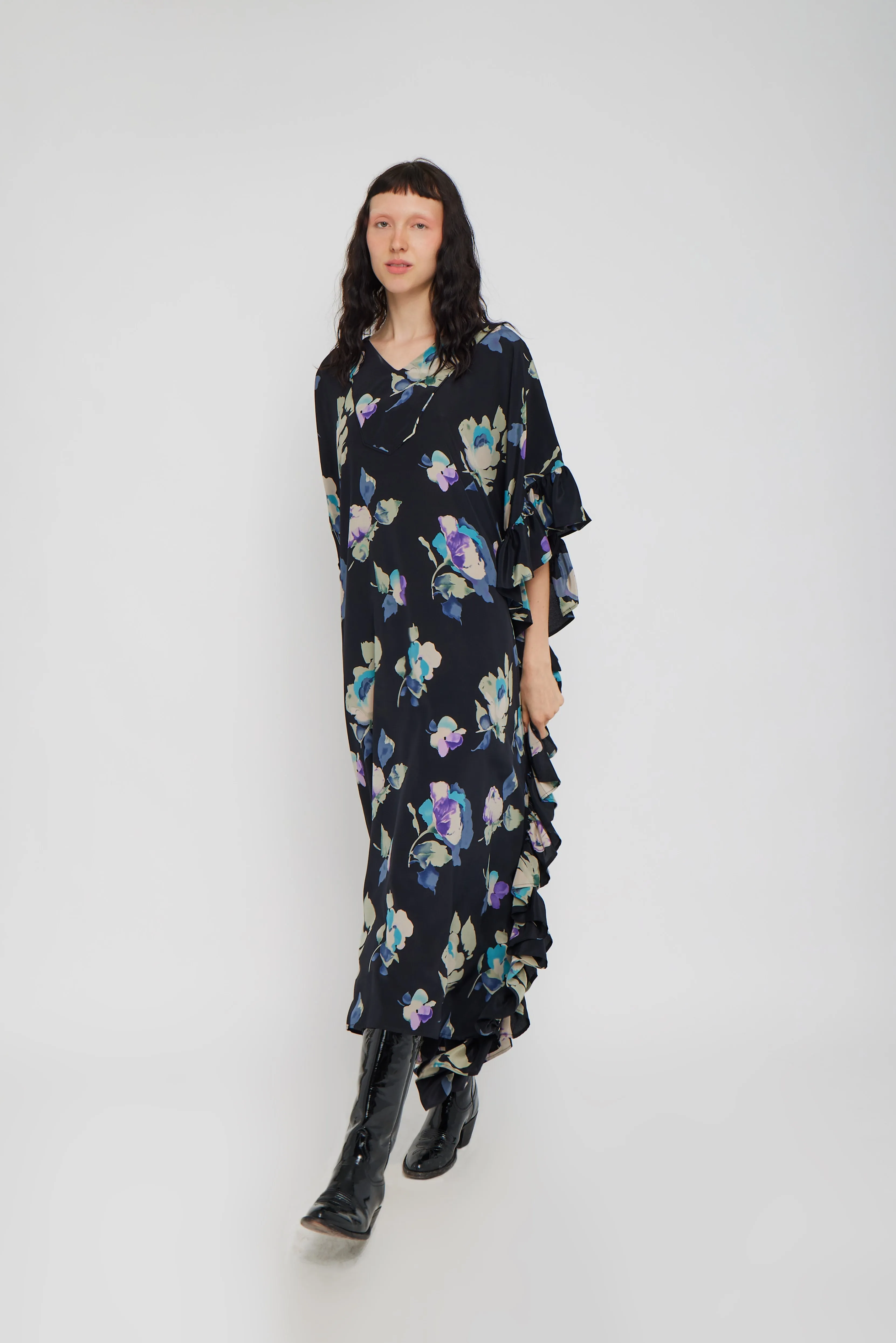 Ruffle Kaftan Silk