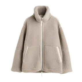 Sherpa Zippered Jacket With Pockets