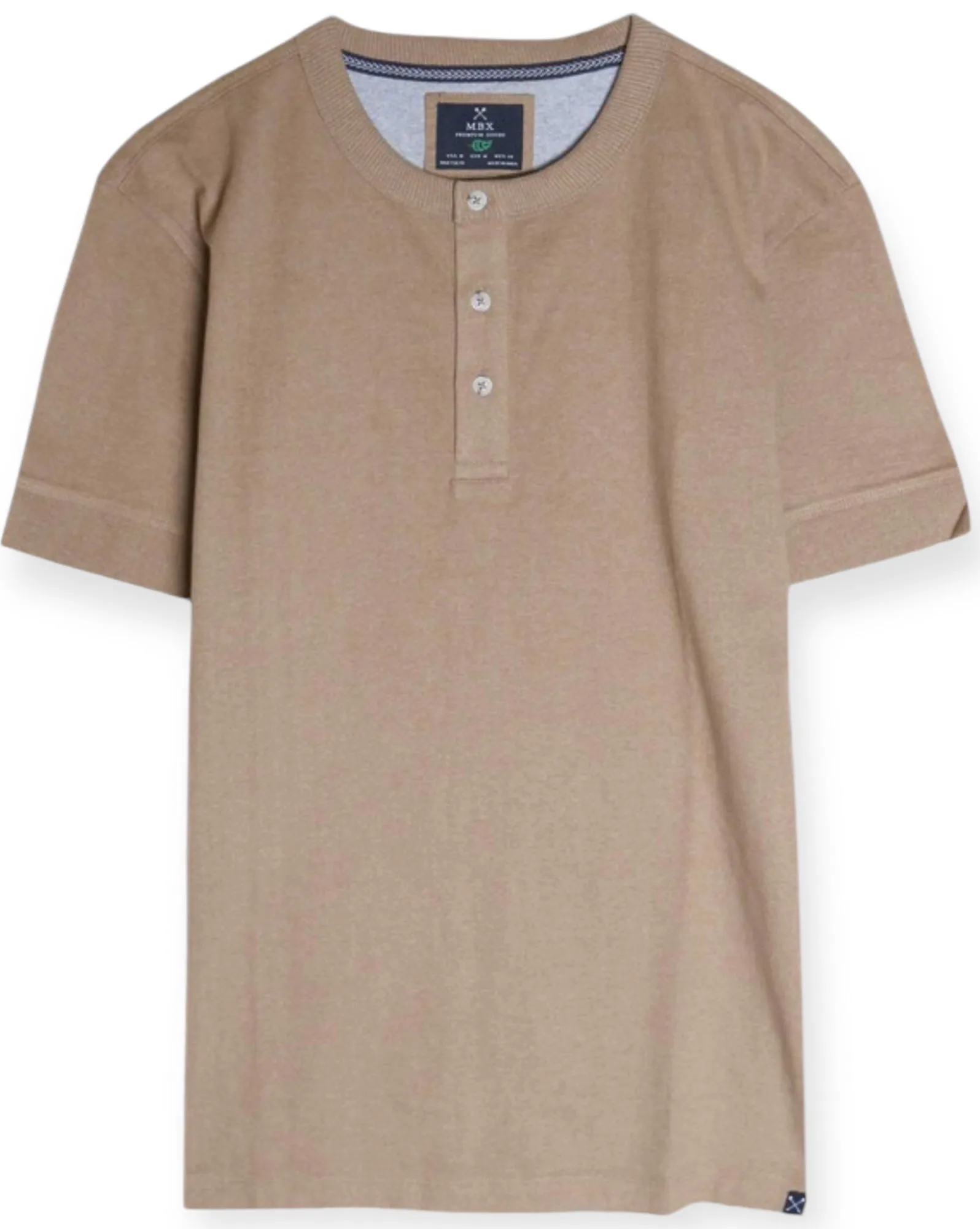 Short Sleeve Henley T-Shirt - Sand