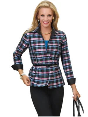 Silk Dupioni Multi Glen Plaid Shirt