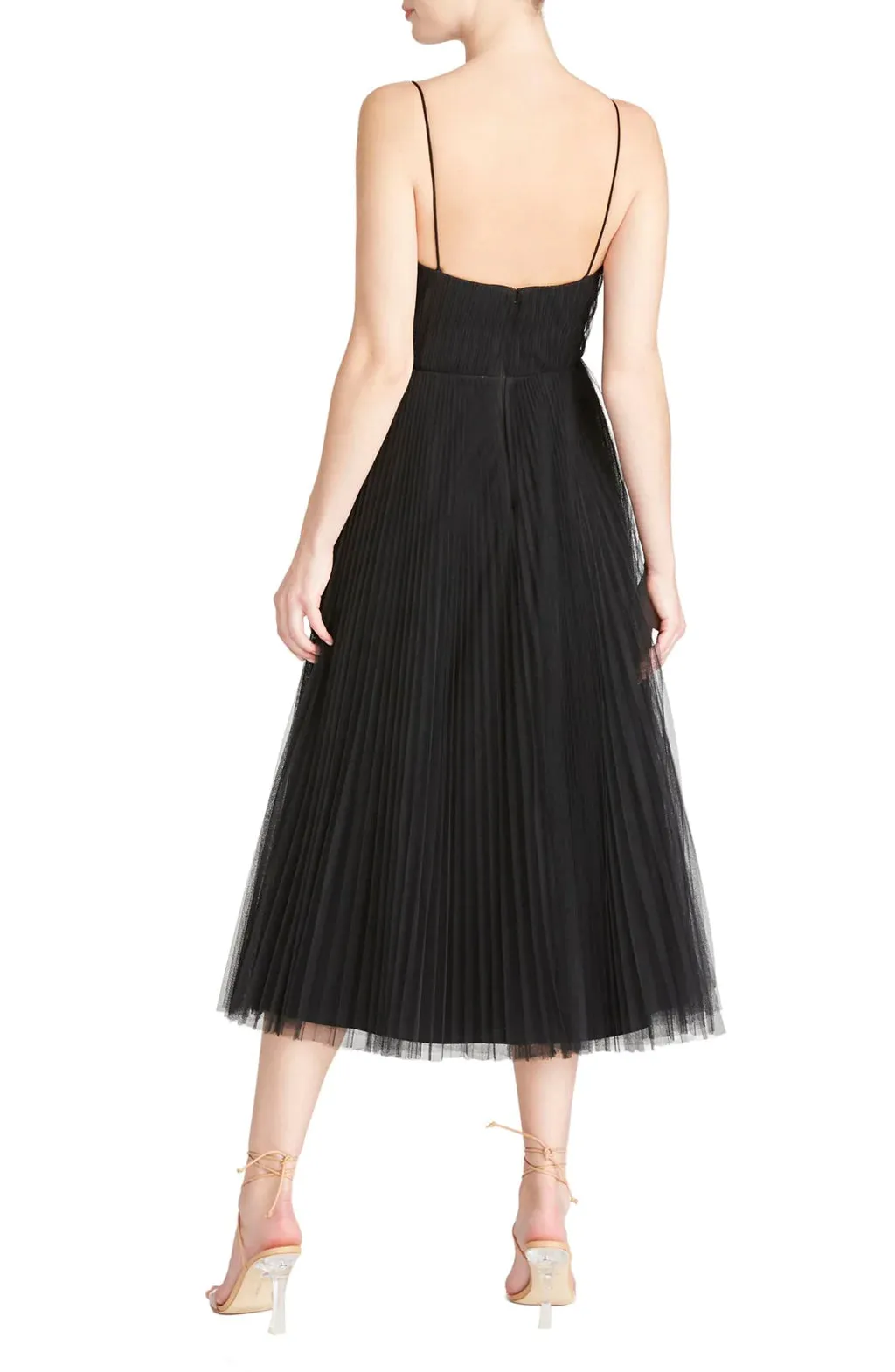 Sleeveless Tulle Midi Dress - Black