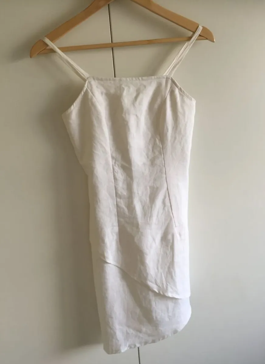 Small Handmade Linen blend white dress