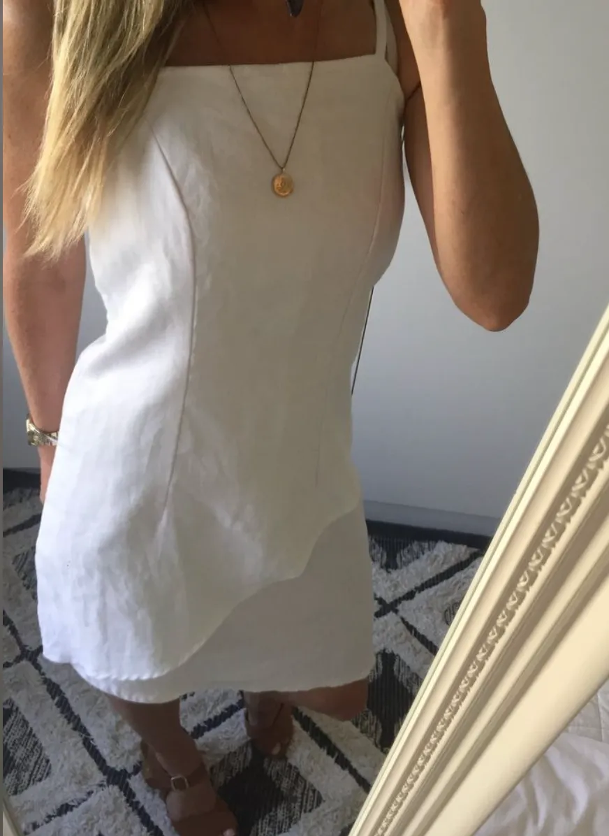 Small Handmade Linen blend white dress