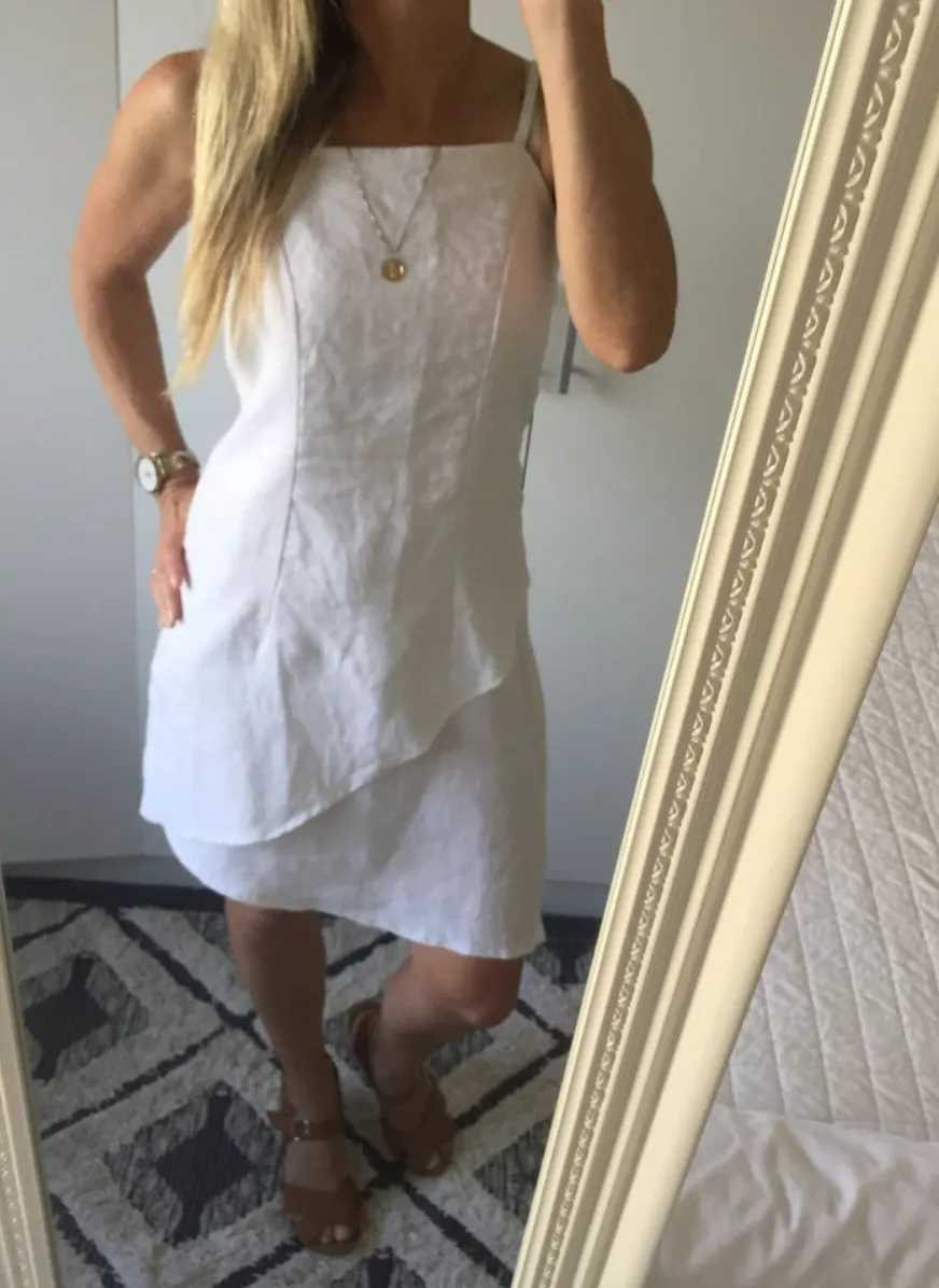 Small Handmade Linen blend white dress