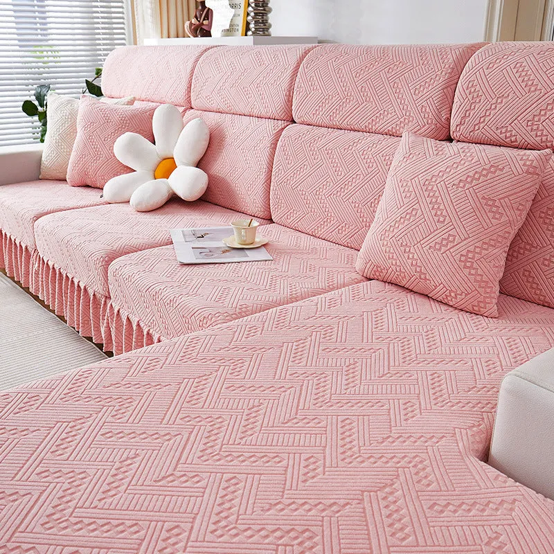 Solid Colors Sofa Cushion Covers Sectional Sofa Cover With Skirt