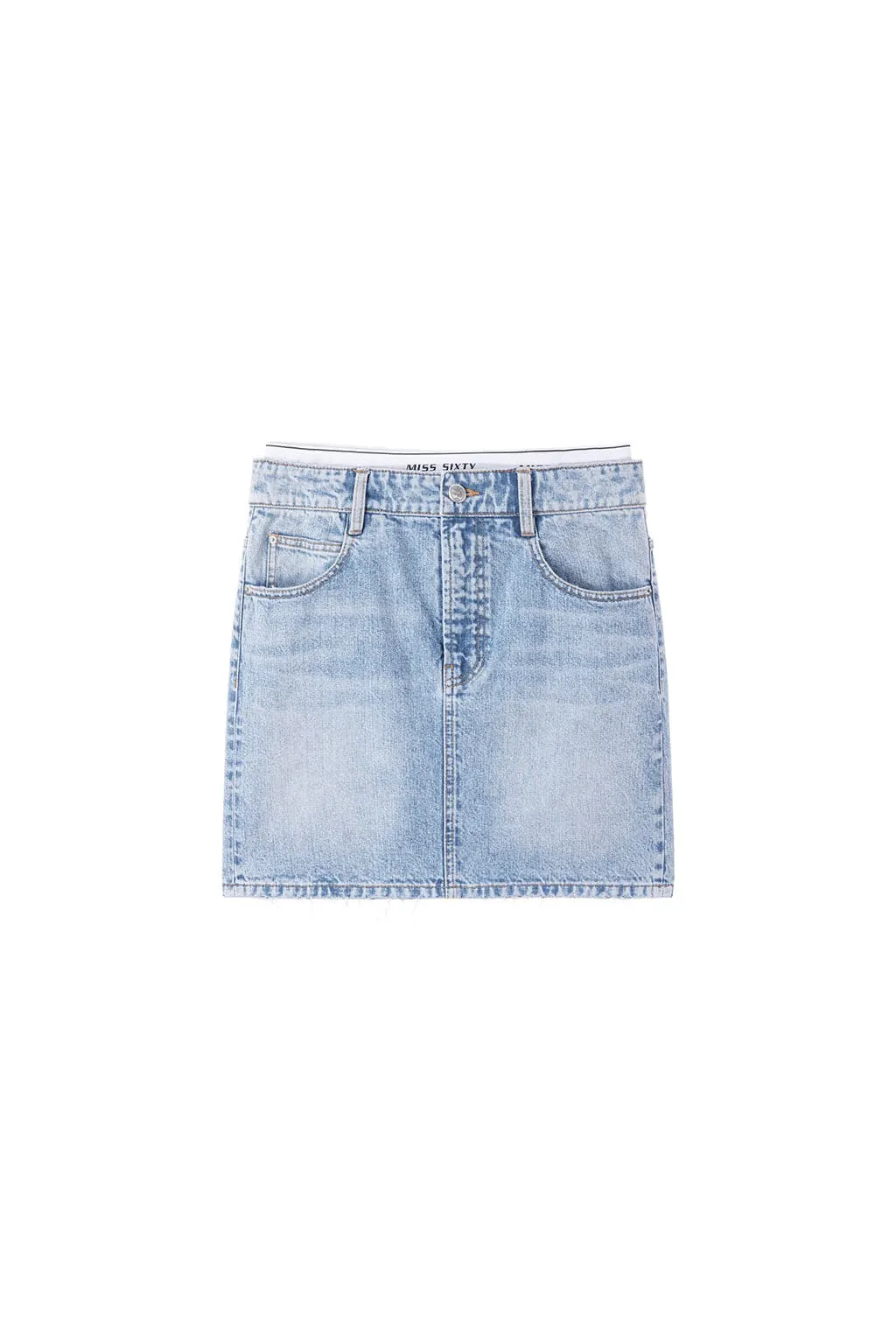 Spliced Double Waist Denim Skirt