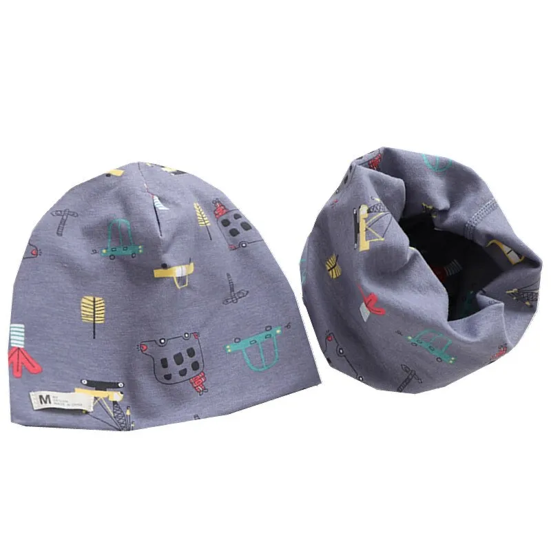 Spring Autumn Girls Hat Scarf Set Cartoon Owl Star Swan Baby Boy Girls Hat Set Children Hat Scarf-Collar Cotton Kids Hat Set