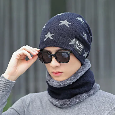 Stars Balaclava Casual Warm Knitted Winter Beanie