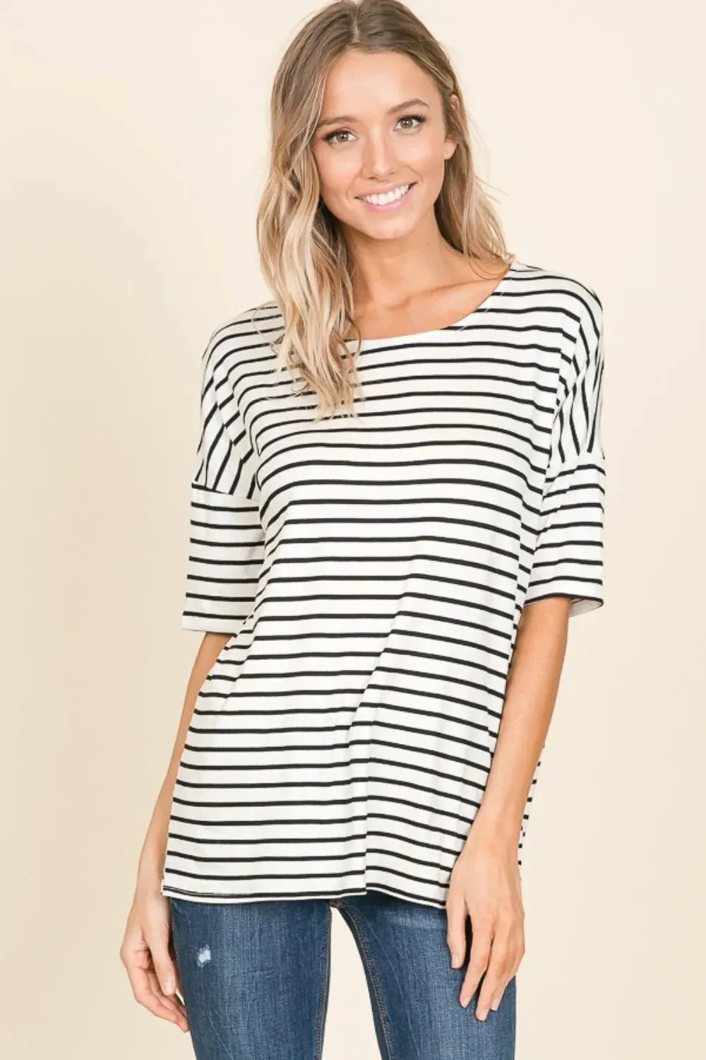 Striped Round Neck T-Shirt