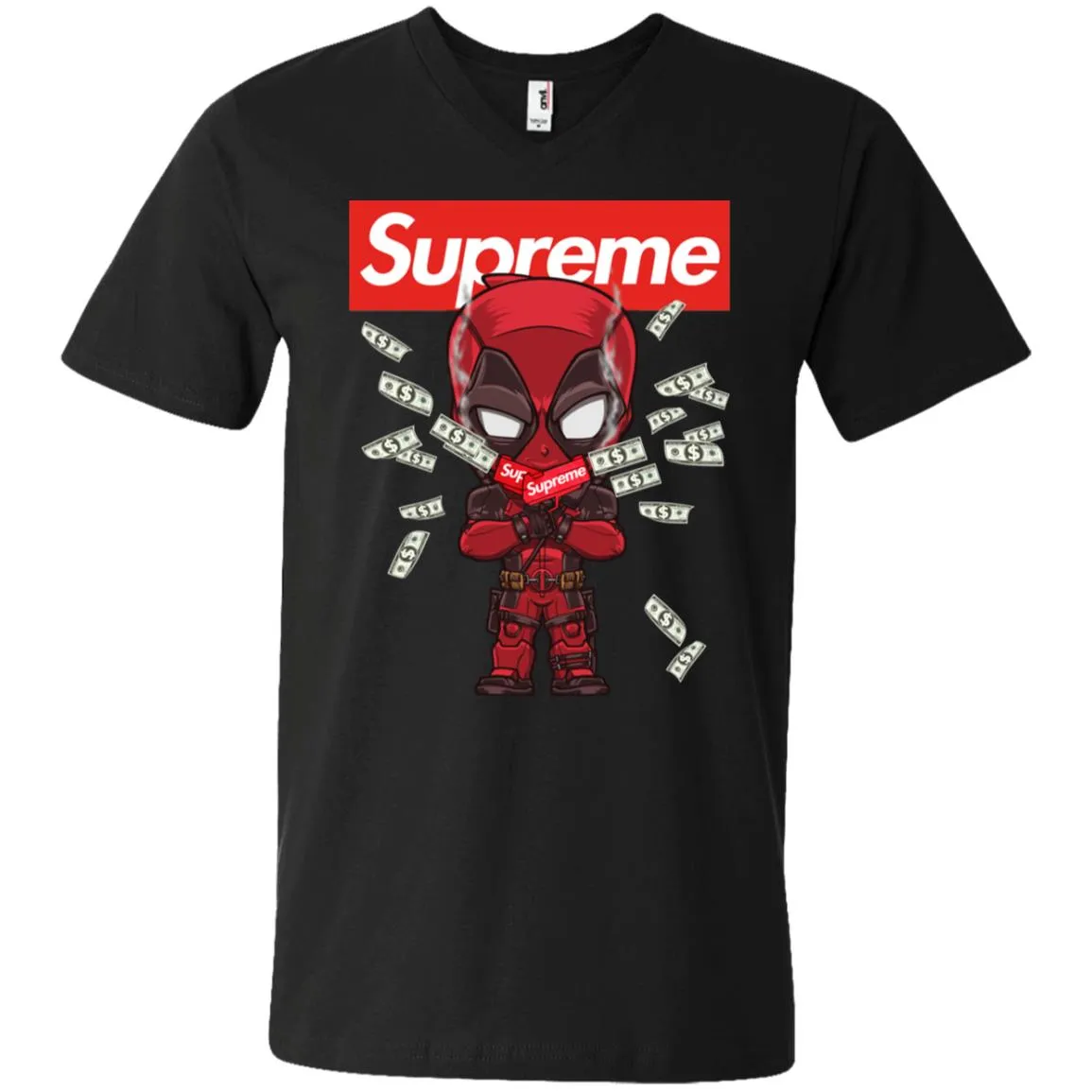 Supreme Deadpool Funny T-shirt Men V-Neck T-Shirt