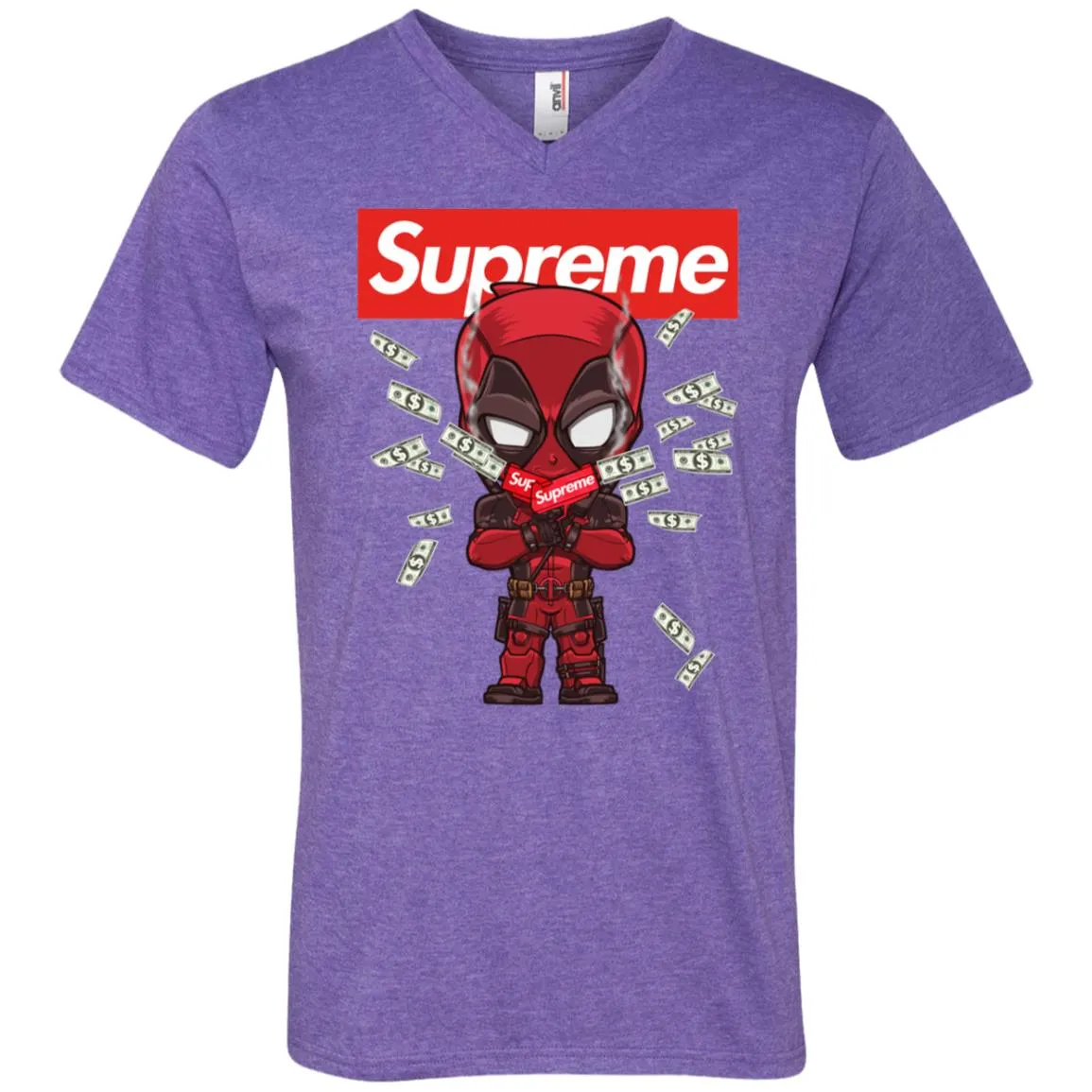 Supreme Deadpool Funny T-shirt Men V-Neck T-Shirt