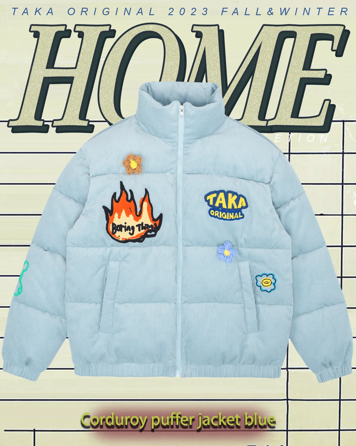 TAKA Original corduroy puffer jacket  blue