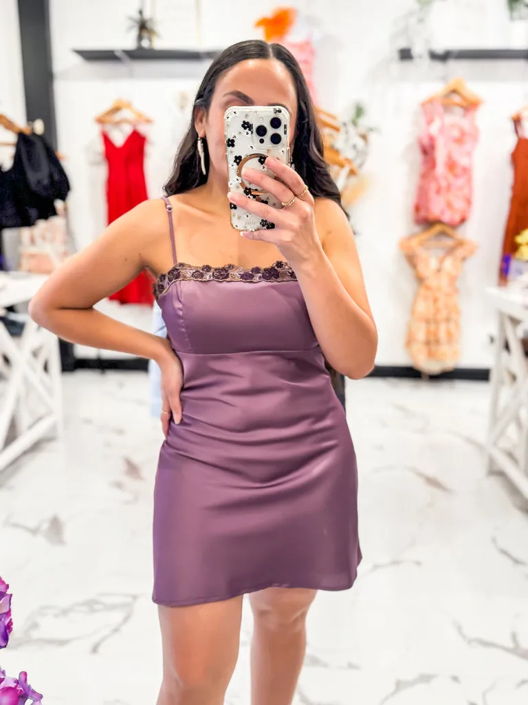 The Pierre Lace Slip Dress (Violet)