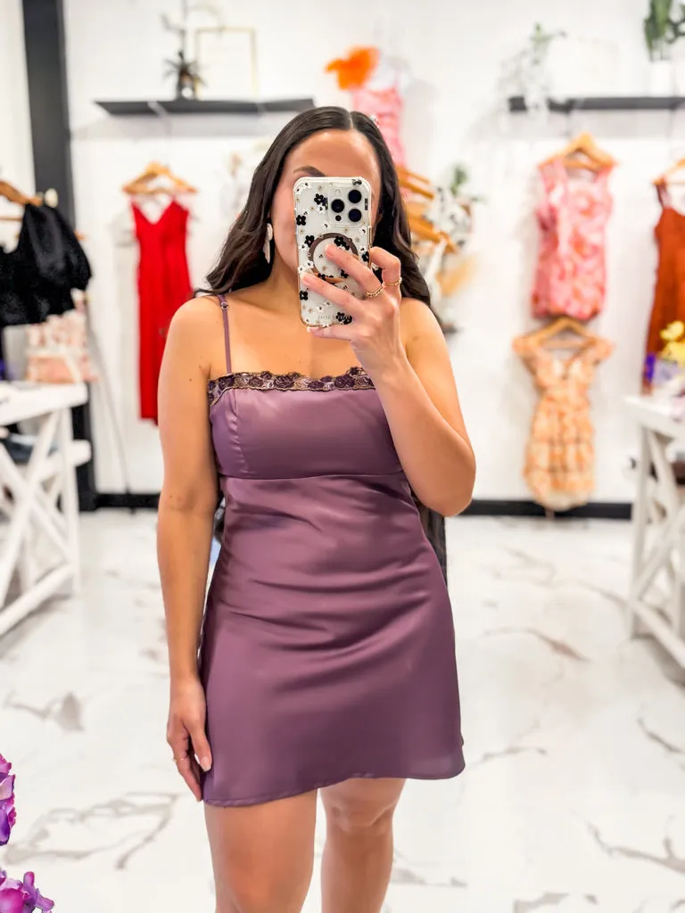 The Pierre Lace Slip Dress (Violet)