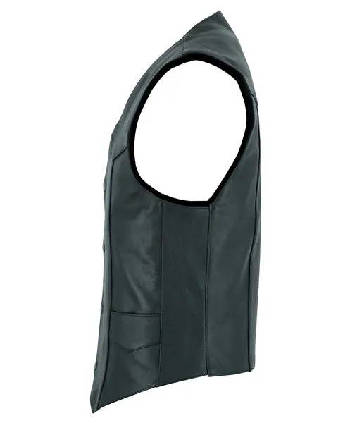 The "Walsh" Lightweight Basic Black Leather Vest