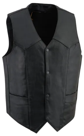 The "Walsh" Lightweight Basic Black Leather Vest