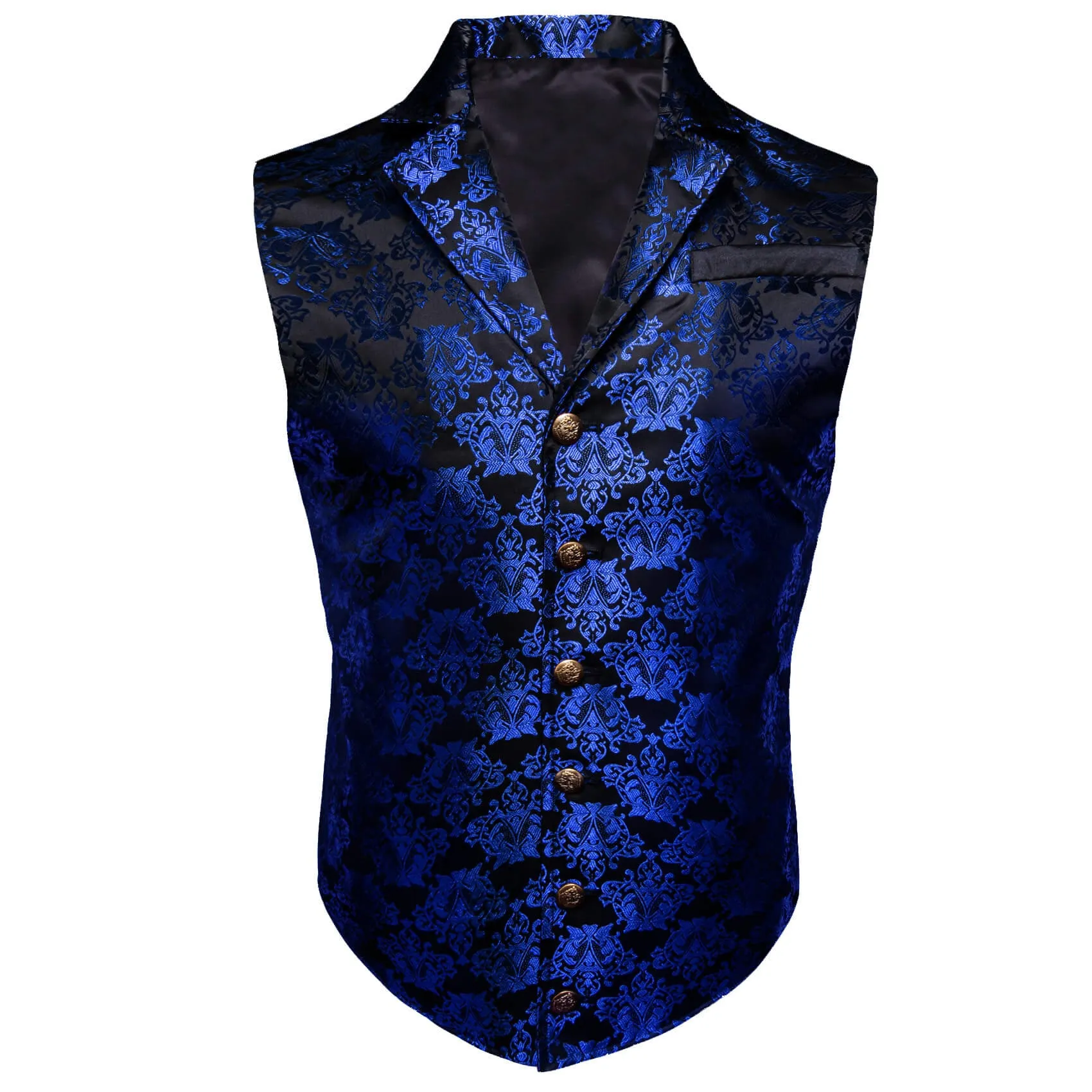 Ties2you Men's Vest Black Medium Blue Jacquard Floral Silk Suit Vest