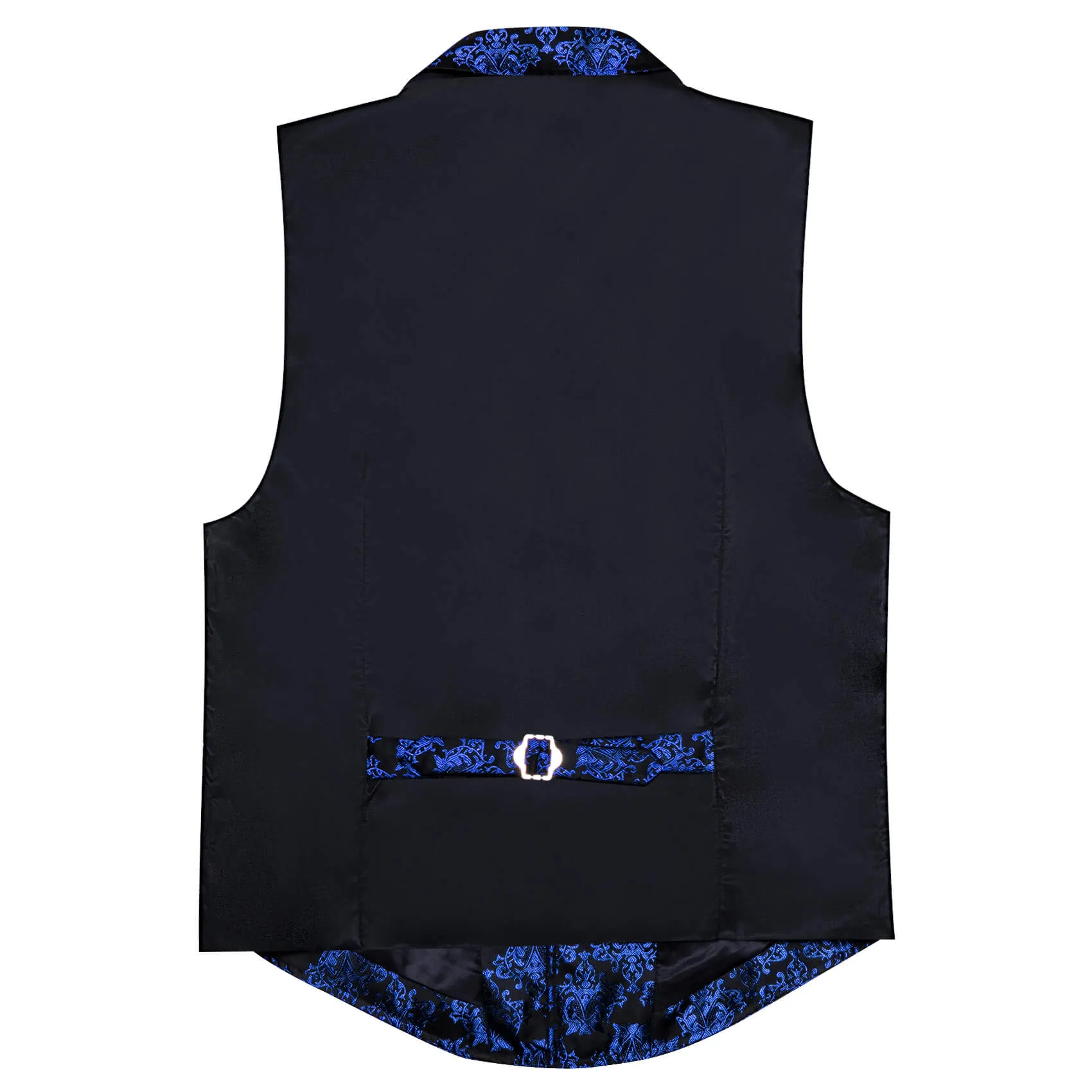 Ties2you Men's Vest Black Medium Blue Jacquard Floral Silk Suit Vest