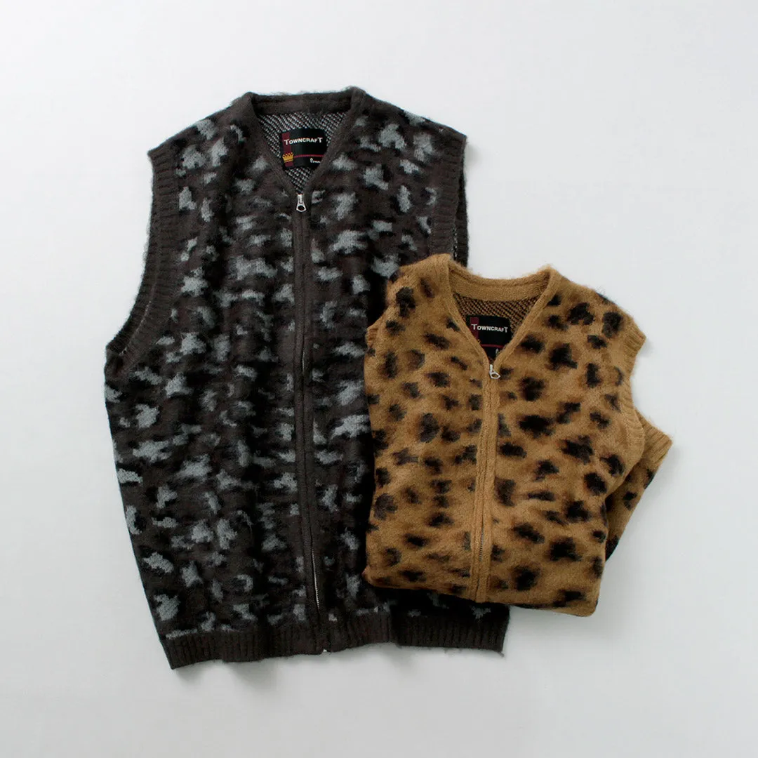 TOWN CRAFT / Shaggy Vintage Pattern Zipped Vest