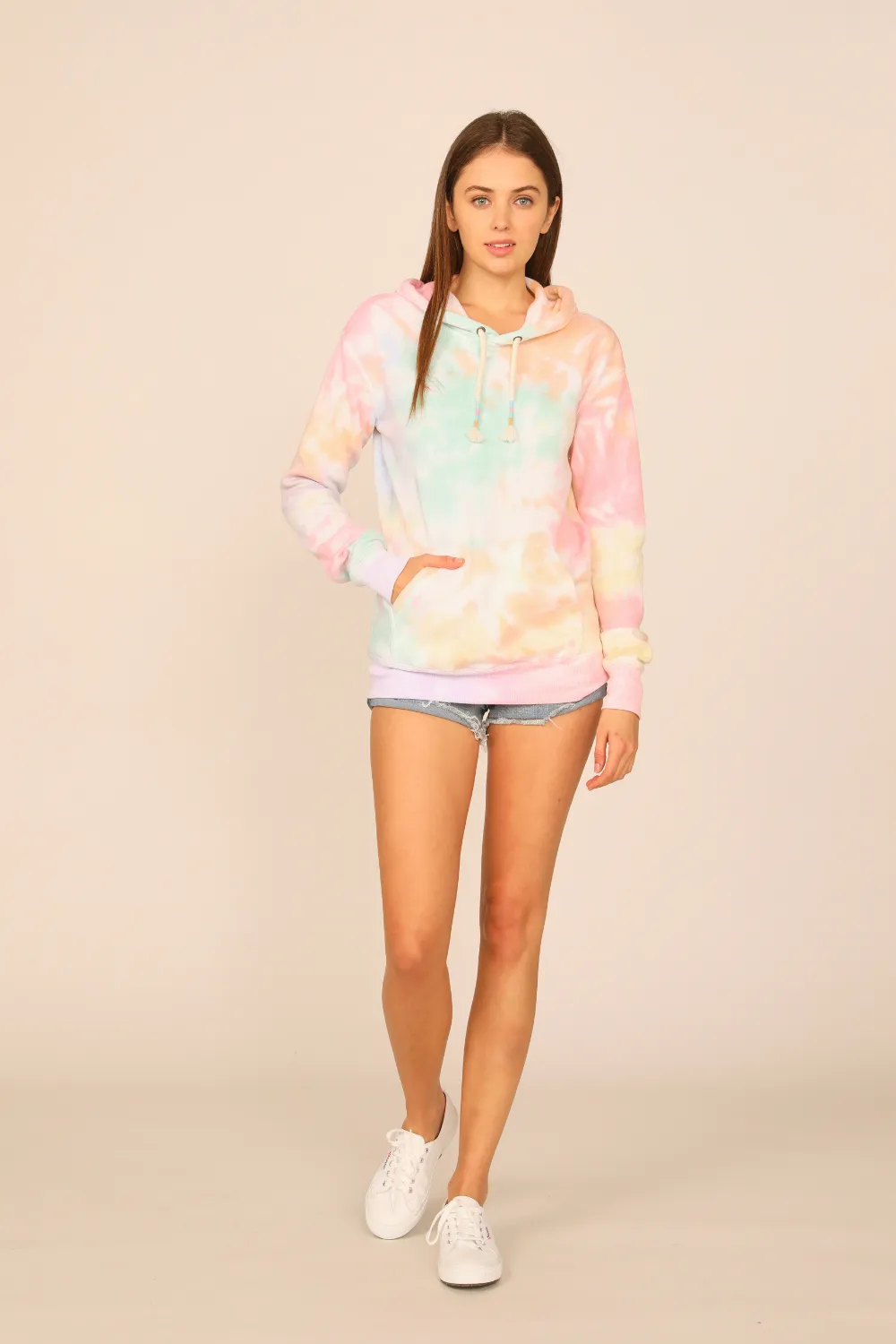 Tropic Summer Tie Dye Burnout Pullover Hoodie