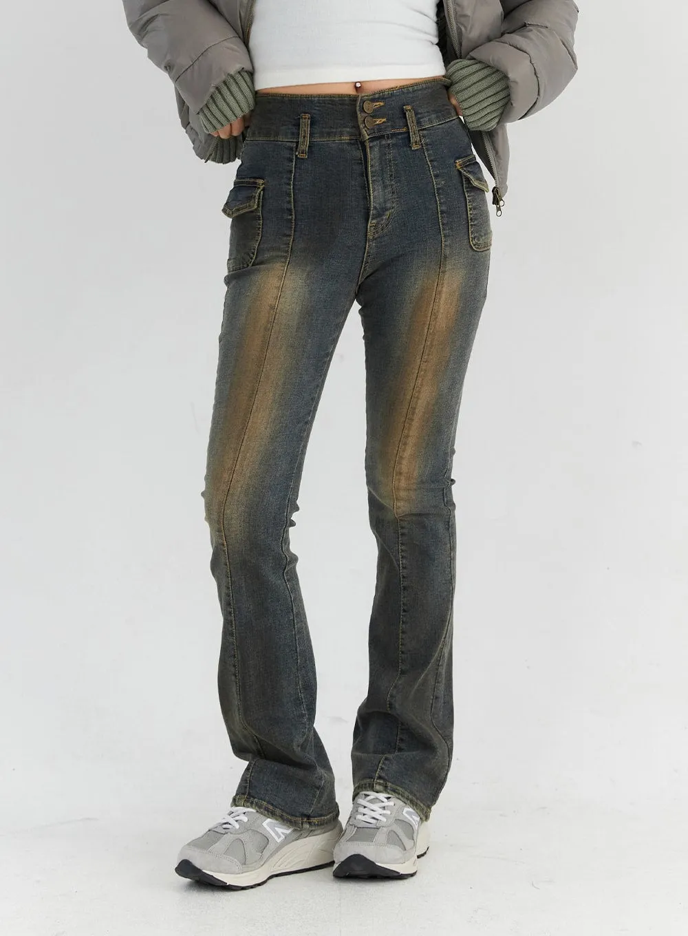 Two-Button Bootcut Washed Denim CN313