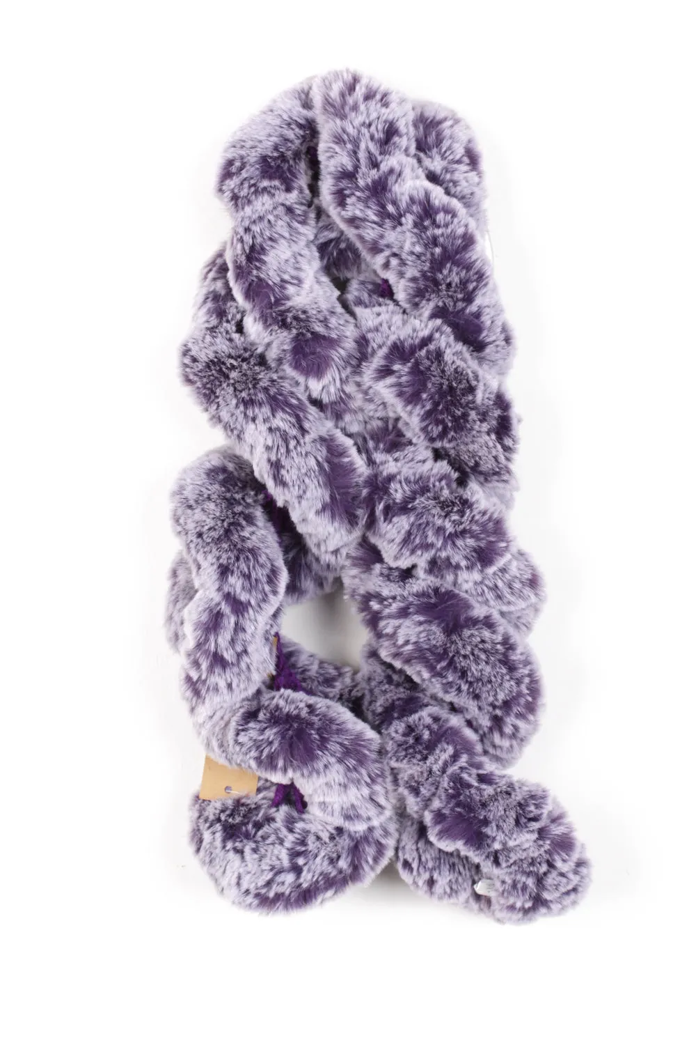 Two Tone Faux Rabbit Fur Crochet Twisted Scarf