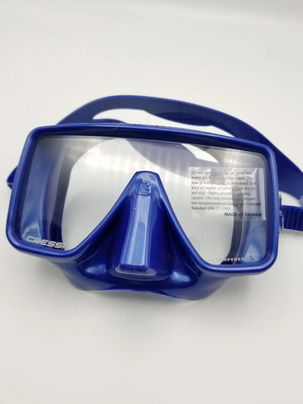 Used Cressi SF1 Squared Frameless Dive Mask - Blue Metal