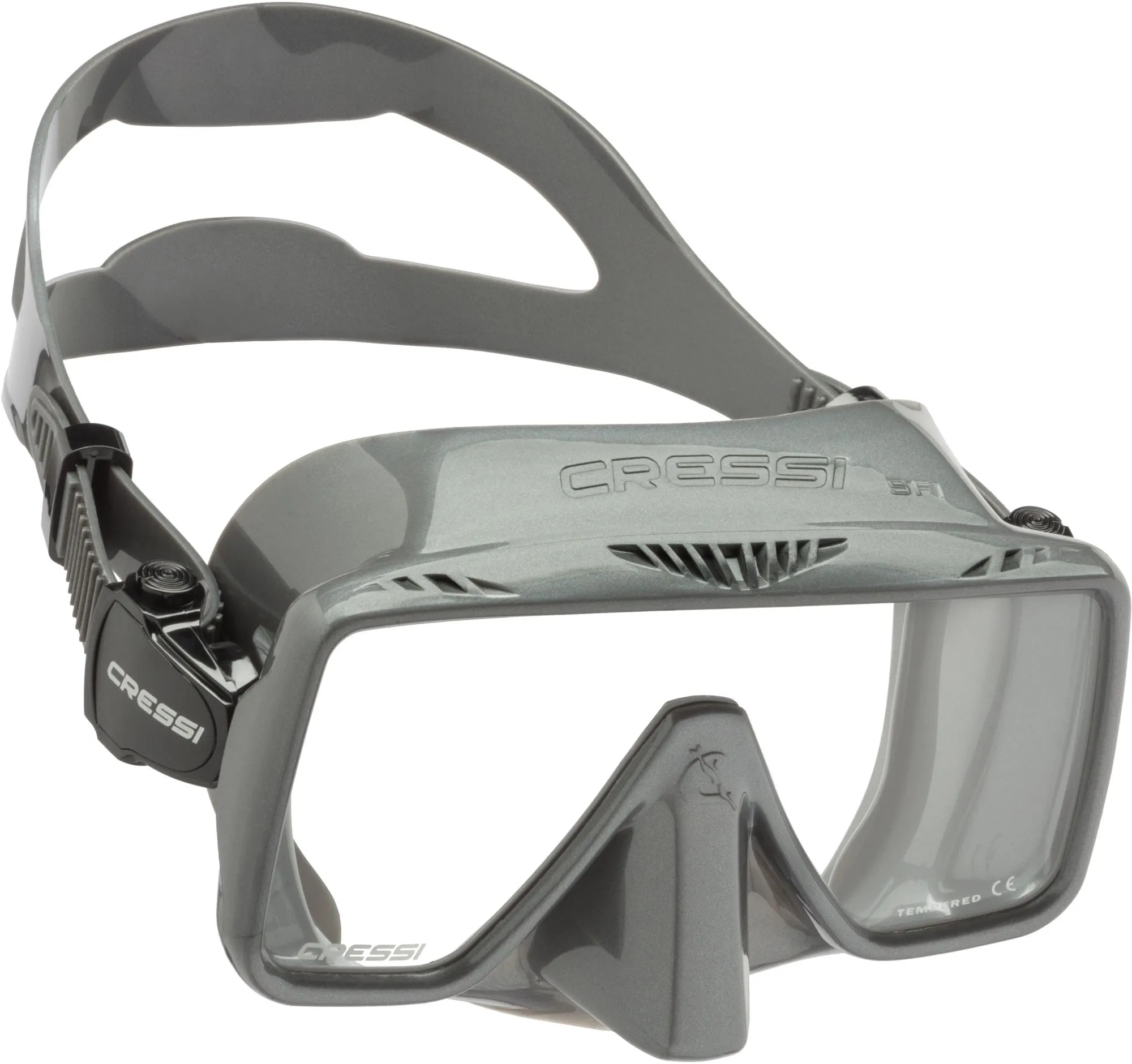 Used Cressi SF1 Squared Frameless Dive Mask - Silver