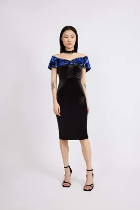 Velvet Cocktail Dress | Sequin Embellished