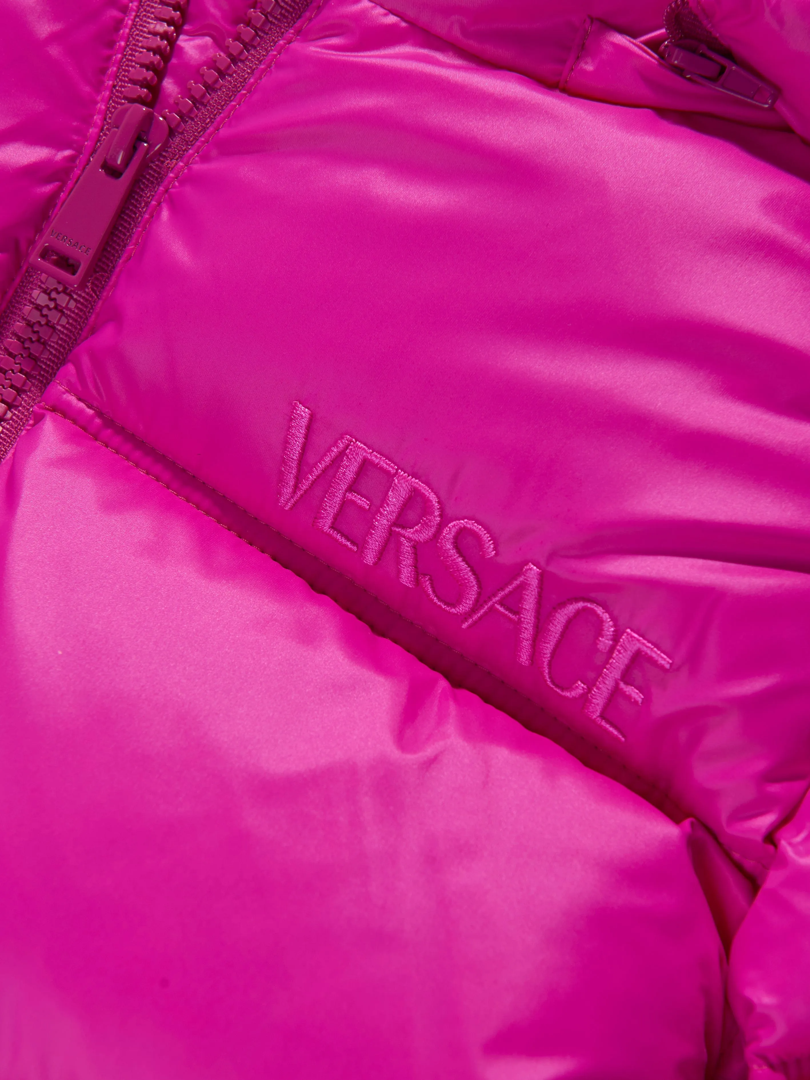 Versace Girls Down Padded Puffer Jacket in Pink