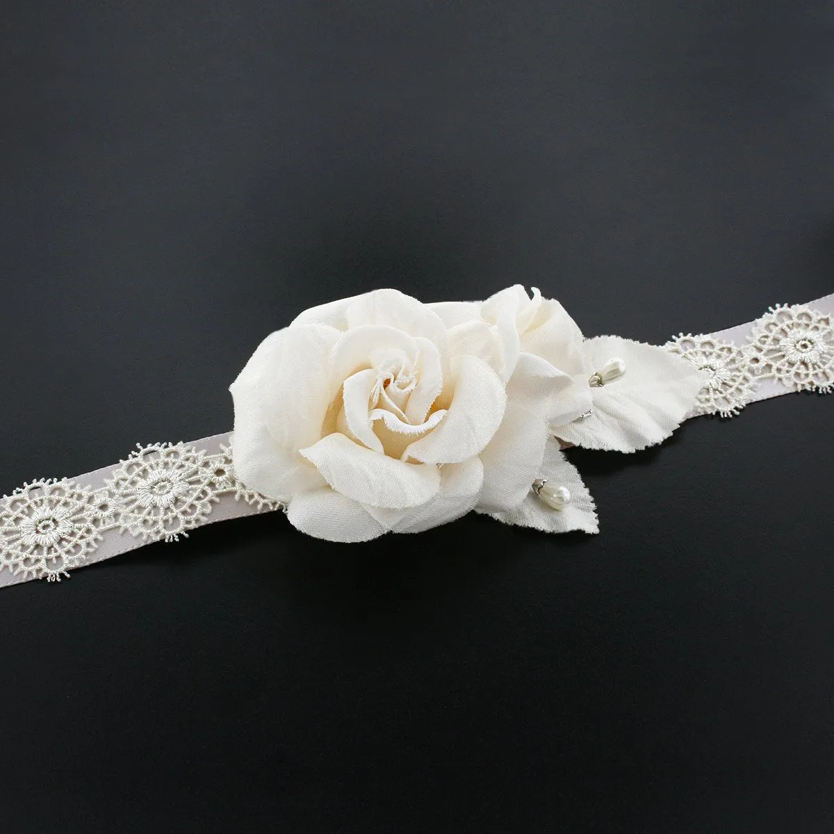 Wedding Sash with Silk Rose