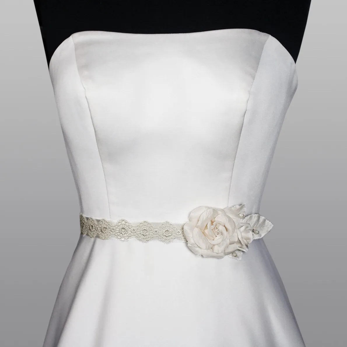 Wedding Sash with Silk Rose