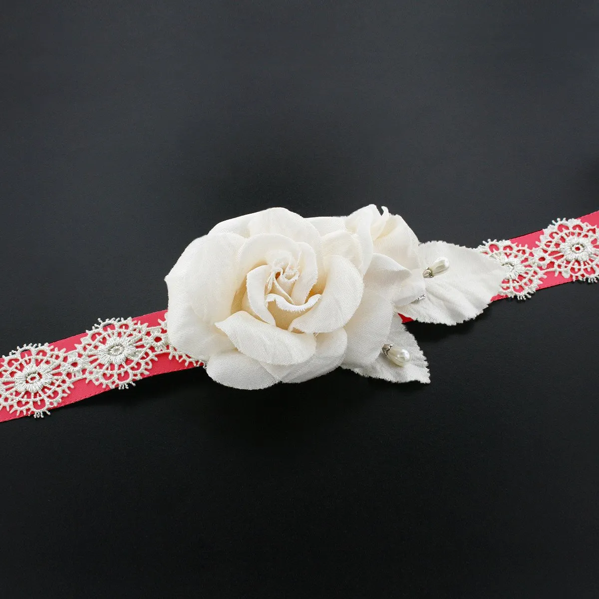 Wedding Sash with Silk Rose