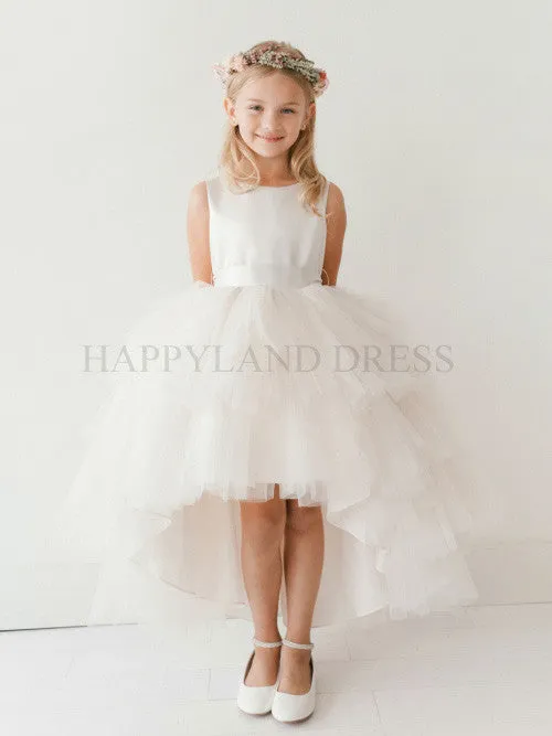 White Tulle High-low Dress D4547