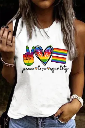 Women Rainbow LGBT Peace Love Equality Tank Tops Gay Pride Sleeveless Shirt