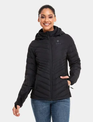 Women's Heated Down Jacket - Black / White