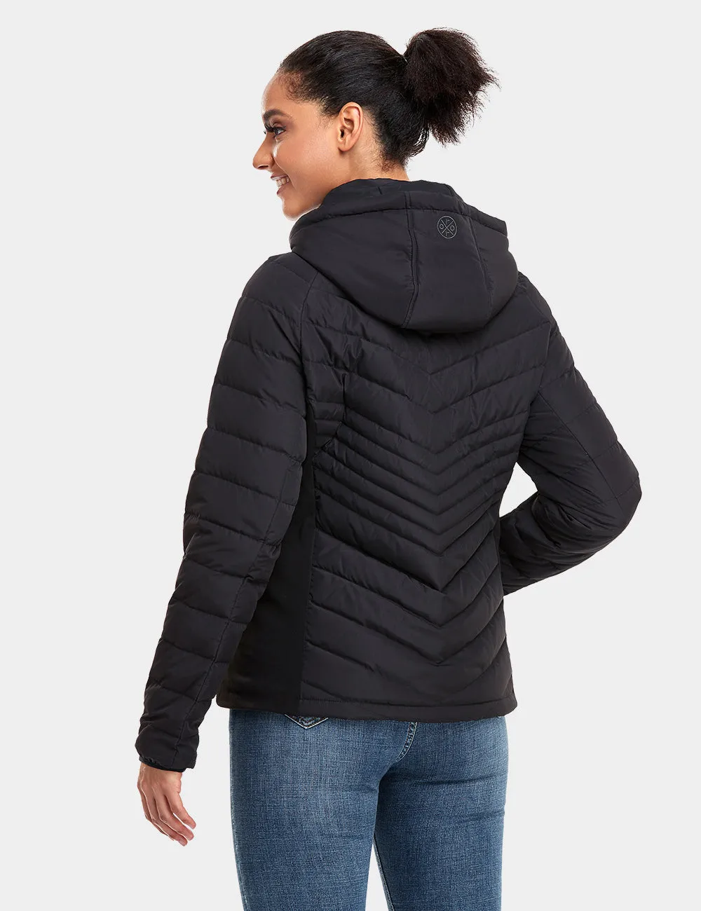 Women's Heated Down Jacket - Black / White